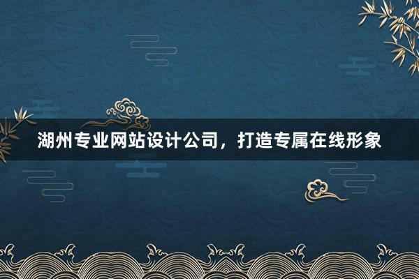 湖州专业网站设计公司，打造专属在线形象